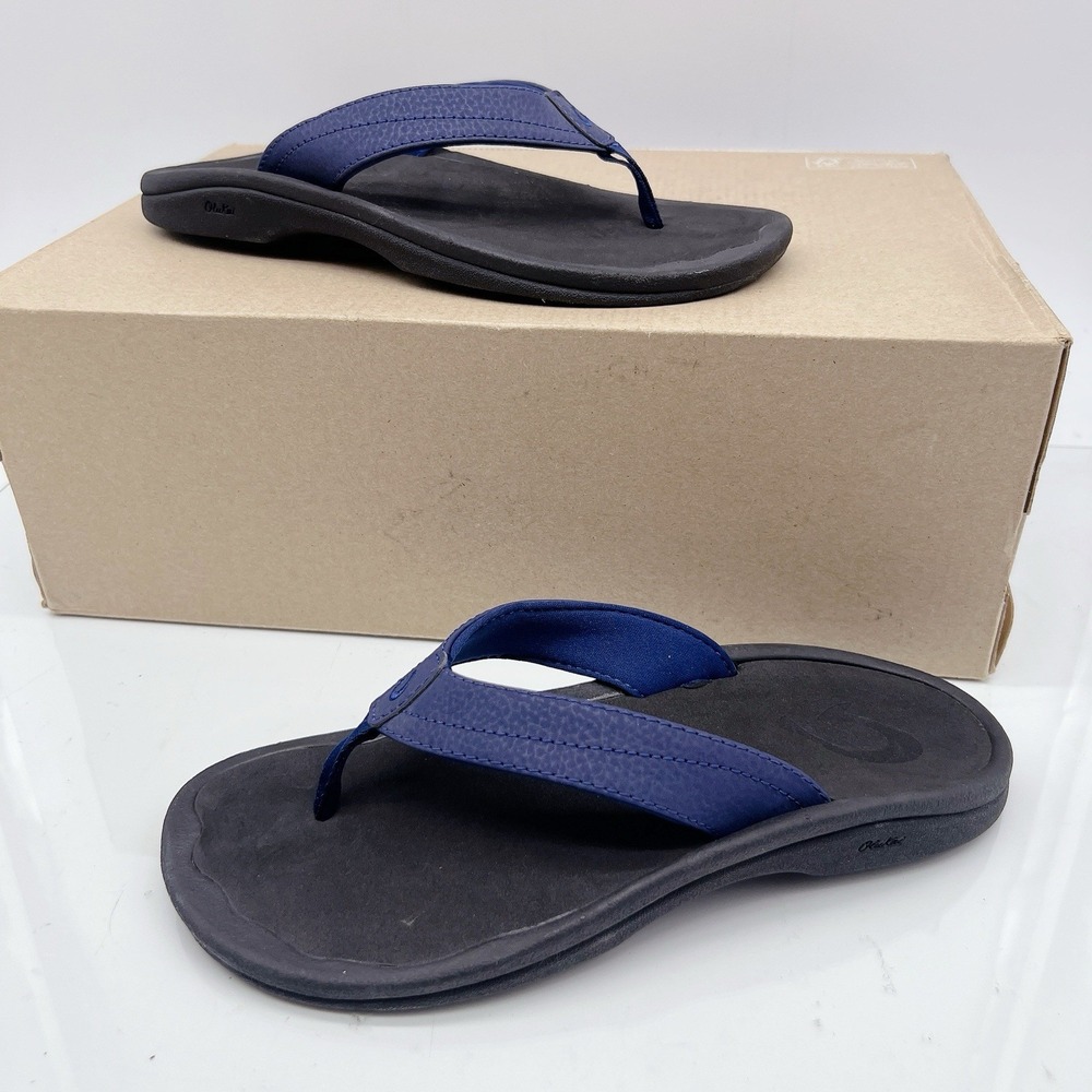 Olukai Ohana Women's Flats Slides Thing Sandals Flip Flops Blue Size US 6